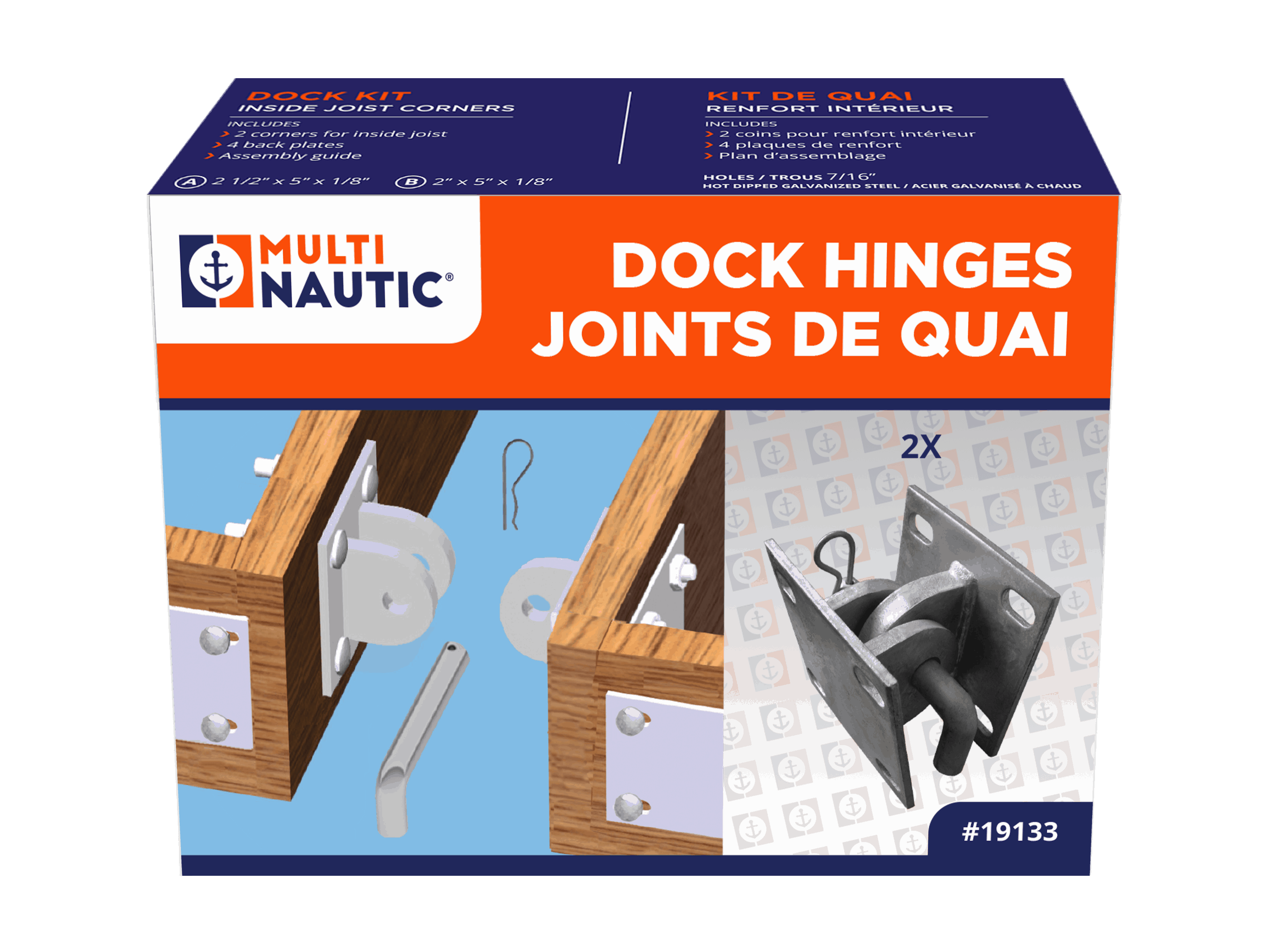 Heavy duty floating dock hinges kit Multinautic